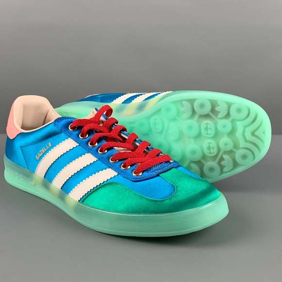 GUCCI Blue Green Nylon Low Top Sneakers - Picture 5 of 8